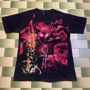 Camiseta vintage de Spawn de 1997, modelo The Streets Run, color rojo, talla XL, de Todd McFarlane.