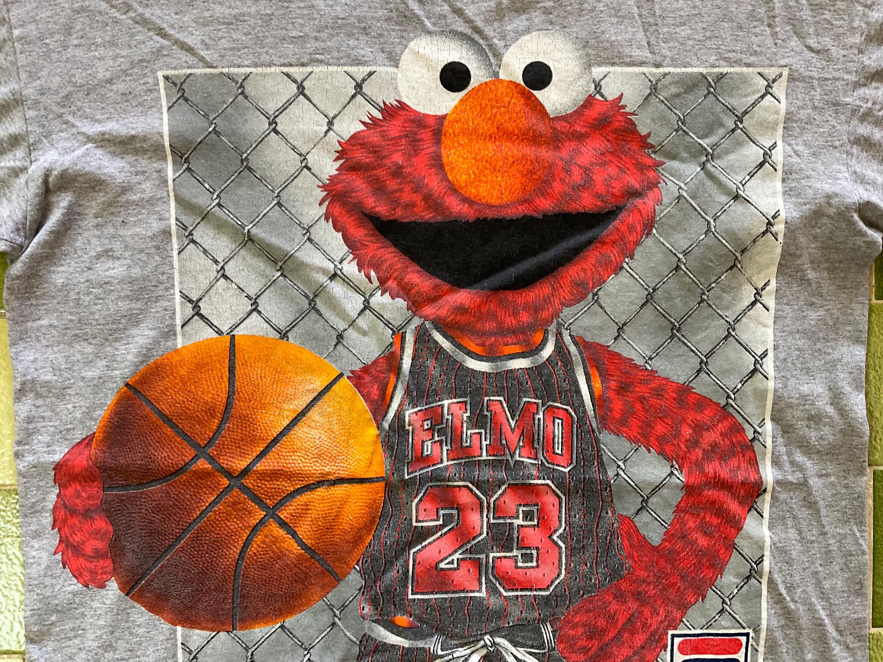 Vintage Elmo Basketball T-shirt: 90s Sesame Street Parody, Size 