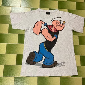 Vintage 1993 Popeye And Bluto T-Shirt 2 Sided Print Cartoon Comic Strip Size M