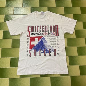 Vintage 90s Switzerland World Cup USA 94 T-Shirt Soccer Size M