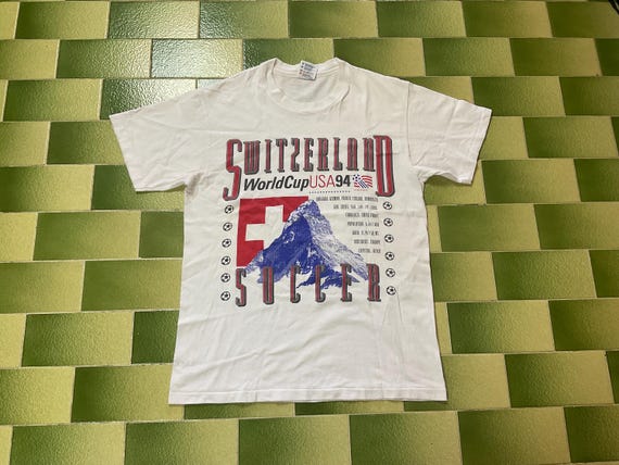 Vintage 90s Switzerland World Cup USA 94 T-Shirt Soccer Size Medium