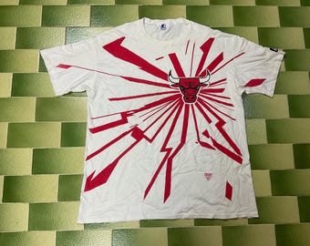 Vintage 90s Starter Chicago Bulls All Over Print Tshirt Size XL