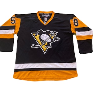 Reebok CCM Pittsburgh Penguins #58 Kris Letang NHL Hockey Jersey with Fight Strap Size 56 XL Full Stitched
