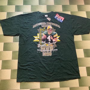 Vintage 1996 NFL Green Bay Packers MVP Brett Favre T-Shirt Size XXL