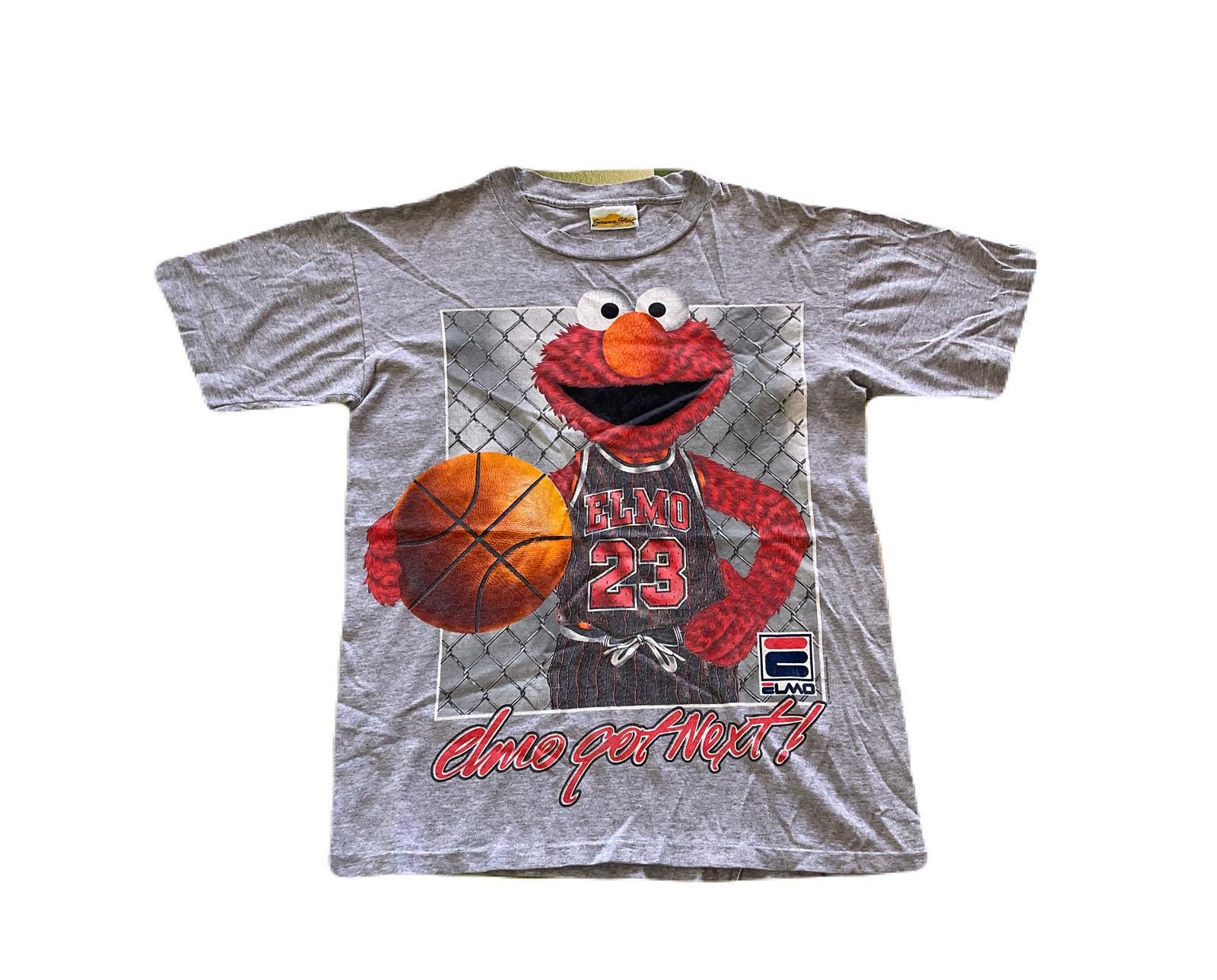Vintage Elmo Basketball T-shirt: 90s Sesame Street Parody, Size 