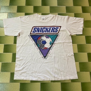 Vintage 90s Snickers World Cup USA 94 T-Shirt Football Soccer Size XL Made in USA
