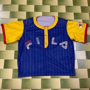 Vintage 1999 Fila Team Baseball Mesh Jersey with Shoulder Pads Fits Large