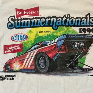 Vintage 1989 NHRA Fram Supernationals Winston Drag Racing T-shirt Passar Liten bild 3