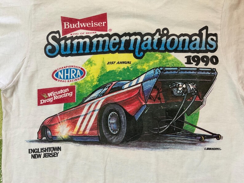 Vintage 1989 NHRA Fram Supernationals Winston Drag Racing T-shirt Passar Liten bild 3