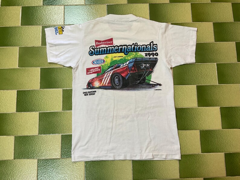 Vintage 1989 NHRA Fram Supernationals Winston Drag Racing T-shirt Passar Liten bild 2