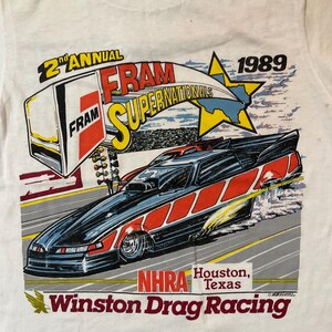 Vintage 1989 NHRA Fram Supernationals Winston Drag Racing T-shirt Passar Liten bild 4