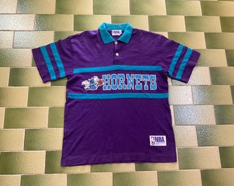 Vintage Charlotte Hornets Polo Shirt Size Large Japan Made