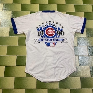 Vintage Chicago Cubs 1990 All Star Game MLB Baseball Jersey by Rawlings 2 Sided Print Fits Medium Cotton