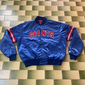 Vintage 90s Starter NFL New York Giants Satin Bomber Jacket - XL, Made in USA