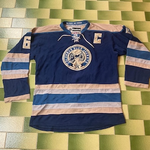 Reebok CCM Columbus Blue Jackets #61 Nash Vintage NHL Hockey Jersey with Fight Strap Size 52 XL