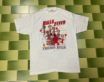 Vintage 80s Chicago Bulls Fever Caricature Jordan Pippen T-Shirt Fits Medium