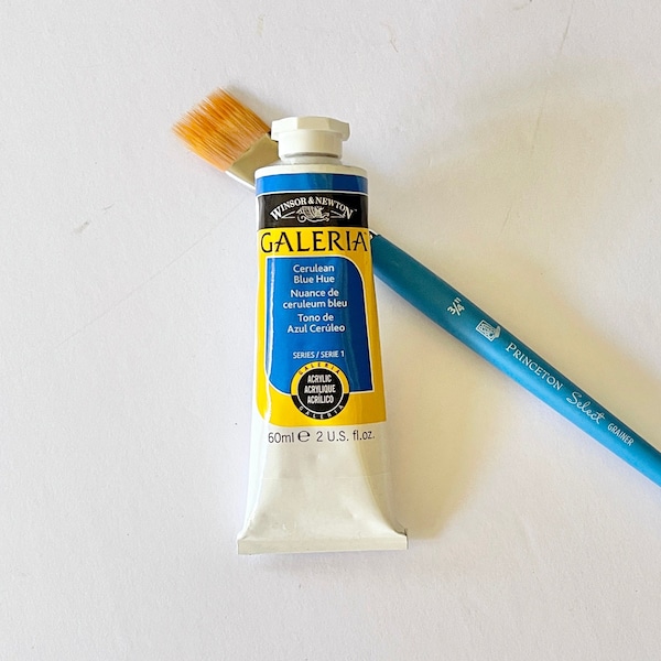 Cerulean Blue Hue Acrylic Paint Winsor & Newton Galeria Acrylic Paints 60 ml tube Art Supply Painting Water Based New Artist Supply Windsor