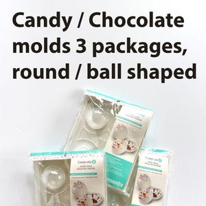 3 molds with 4 Cavities to make spheres Mold Round ball 3 part plastic mould is used for Breakable for Candy Gift Chocolate Melts Cocoa Bomb