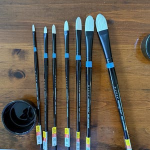 Princeton Aspen Long Handle Filbert Brushes: Fine Art Paint Brushes Brass Ferrule
