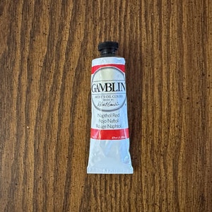 Gamblin Napthol Red 37ml oil paint tube in the edusite shop at etsy https://edusite.etsy.com?search_query=paint