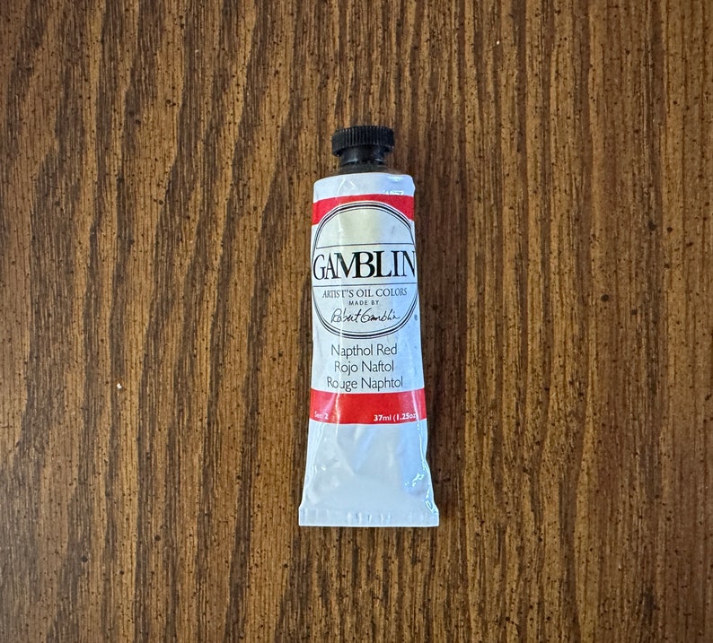 Gamblin Napthol Red 37ml oil paint tube in the edusite shop at etsy https://edusite.etsy.com?search_query=paint