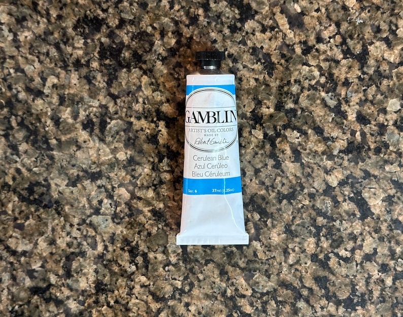 Cerulean Blue Gamblin oil paint artists colors 37ml paint tube edusite https://edusite.etsy.com