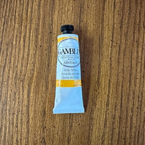 India Yellow Gamblin oil paint 37ml paint tube edusite https://edusite.etsy.com