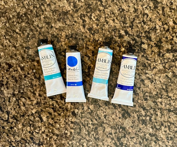 Gamblin Artist Oil Paint, 37ml Tube: Blues ultramarine, radiant and turquoise