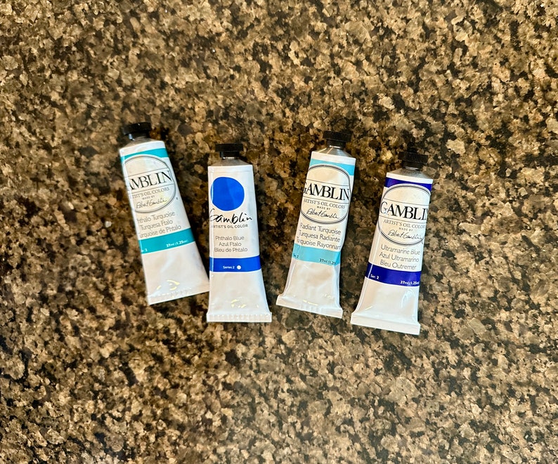 great deal on Turquoise Blue Gamblin artists oil colors 37ml paint tube edusite https://edusite.etsy.com