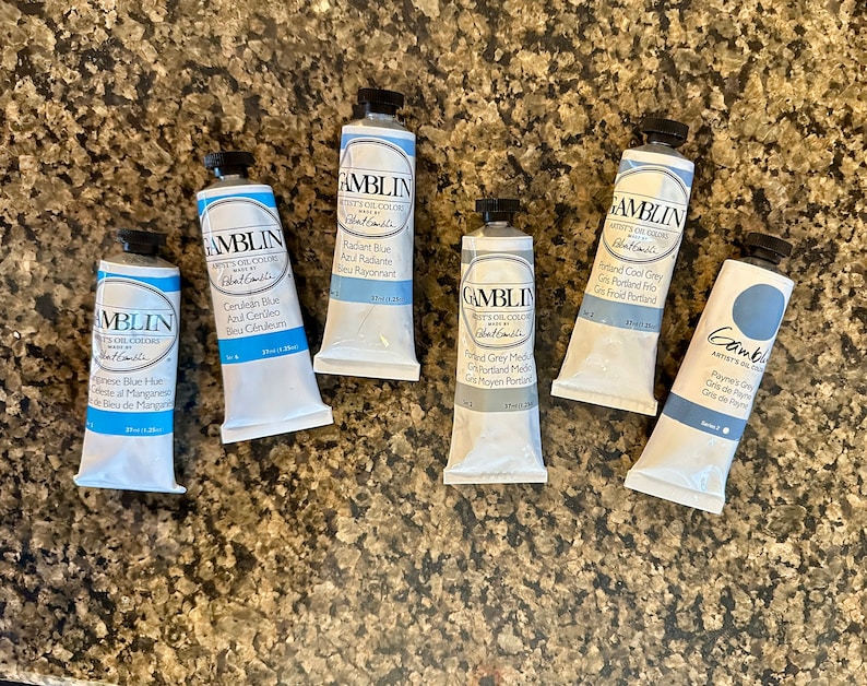 Blue Grey oil paint Gamblin artists colors 37ml each Gray edusite https://edusite.etsy.com