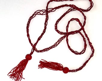 Red Bead Ribbon Rope interesting and creative gift tie deep red beads braided with tassels wrap elegant Package belt Graduation Gift Wrap