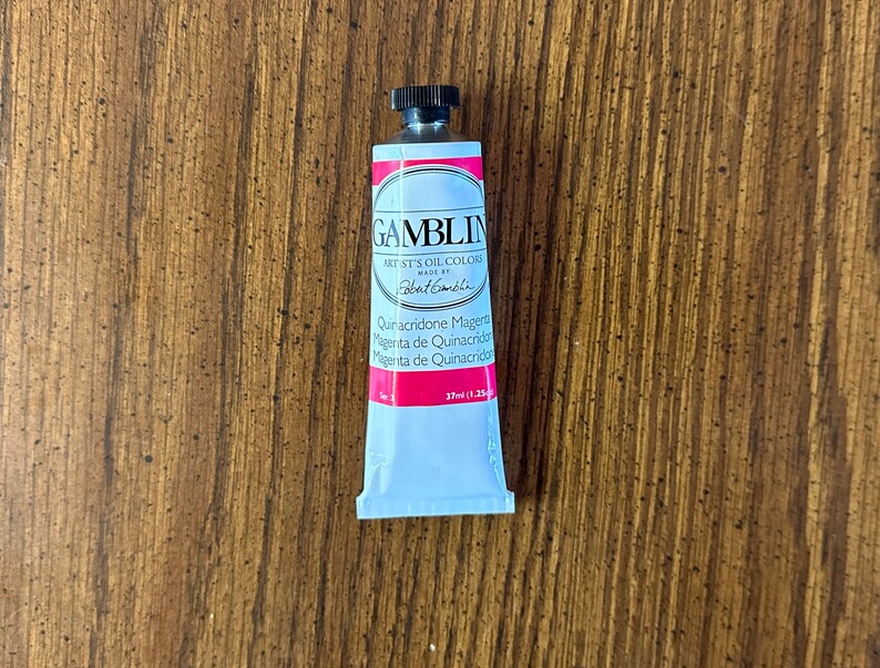 Gamblin Quinacridone Magenta oil paint tube in the edusite shop https://edusite.etsy.com