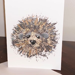 Cartão de felicitações em branco com impressão giclée embelezada, tinta pigmentada, esquilo, marmota, porco-assobiador, marmota, ouriço, dia da marmota