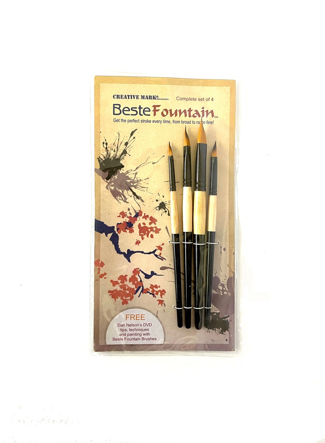 Beste Fountain Brush Set of 4 Brushes Calligraphy Lettering Unique