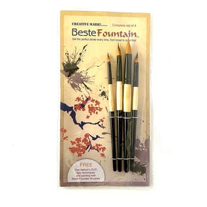Melhor conjunto de pincéis de fonte com 4 pincéis para caligrafia e letras, cerdas cônicas exclusivas de Taklon da Creative Mark, beleza chinesa e asiática