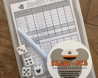 Yacht-Sea Disney Dice Game - Pixie Dust, Fish Extender, DCL, Cruise, Yahtzee, Mickey Dice.