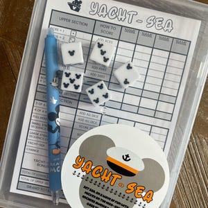 Yacht-Sea Disney Dice Game - Pixie Dust, Fish Extender, DCL, Cruise, Yahtzee, Mickey Dice.