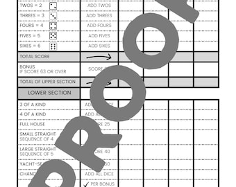 Yacht-Sea Disney Dice Game Score Page (Printable PDF)