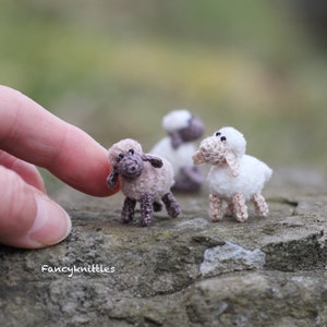 Miniature Sheep Doll, Dollhouse Crochet Toy Pet Animal, Tiny Winy Soft Plush Lamb Collectable Gift for Miniature Lovers, Indoor Fairy Garden image 9