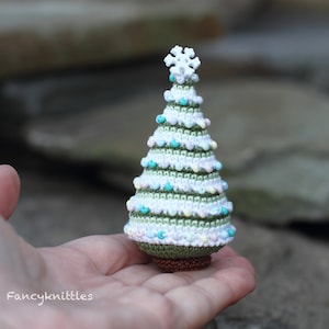 Crocheted Christmas Tree Miniature Home Decor, Winter Holiday Gift, Christmas Ornament image 1