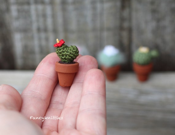Kaktus Herz gehkelte Pflanze im Holztopf, Sammlerstck, Amigurumi,  Puppenhaus-Miniatur 1/12, Kaktus mit knstlicher roter Blume - Etsy Schweiz