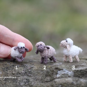 Miniature Sheep Doll, Dollhouse Crochet Toy Pet Animal, Tiny Winy Soft Plush Lamb Collectable Gift for Miniature Lovers, Indoor Fairy Garden image 2