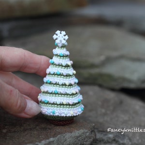 Crocheted Christmas Tree Miniature Home Decor, Winter Holiday Gift, Christmas Ornament image 3