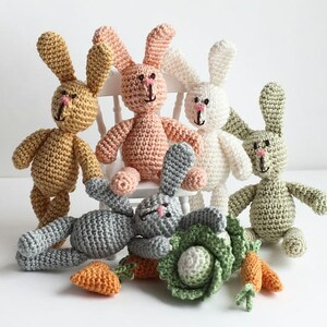 Grey Bunny with Carrot Heart, Crochet Rabbit, Crochet Amigurumi Doll. 画像 6