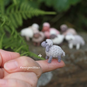 Miniature Sheep Doll, Dollhouse Crochet Toy Pet Animal, Tiny Winy Soft Plush Lamb Collectable Gift for Miniature Lovers, Indoor Fairy Garden 4 - grey/grey