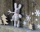 RESERVED for Terri. Winter bunny, rabbit, crochet, soft miniature, doll, toy, holiday gift, Christmas gift