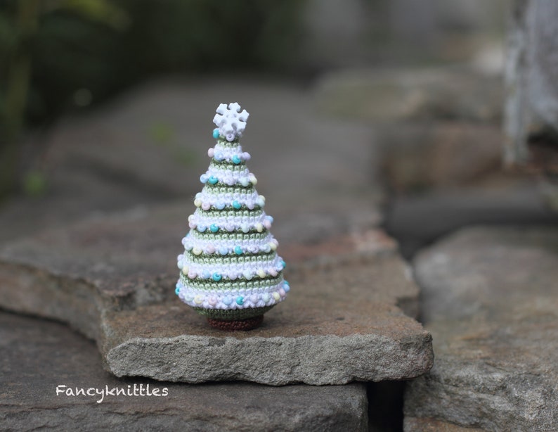 Crocheted Christmas Tree Miniature Home Decor, Winter Holiday Gift, Christmas Ornament image 5