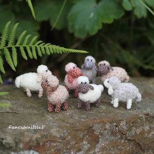 Miniature Sheep Doll, Dollhouse Crochet Toy Pet Animal, Tiny Winy Soft Plush Lamb Collectable Gift for Miniature Lovers, Indoor Fairy Garden image 8