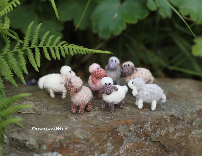 Miniature Sheep Doll, Dollhouse Crochet Toy Pet Animal, Tiny Winy Soft Plush Lamb Collectable Gift for Miniature Lovers, Indoor Fairy Garden image 8