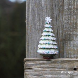 Crocheted Christmas Tree Miniature Home Decor, Winter Holiday Gift, Christmas Ornament image 4